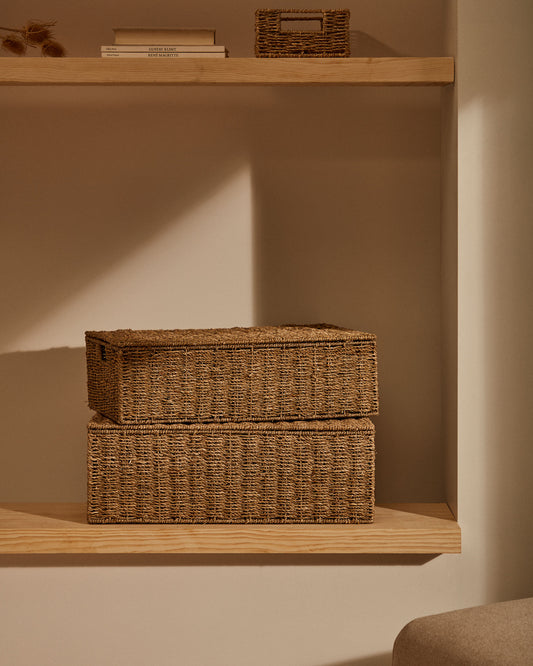 Lot Tossa de 2 boites avec couvercles en fibres naturelles 55 x 36 cm / 60 x 40 cm