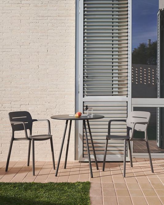 Table ronde de jardin Montjoi en acier finition grise Ø 70 cm