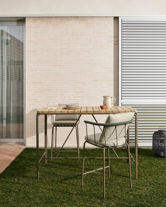 Table haute d'extérieur Salguer bois acacia acier marron 140 x 70 cm FSC 100%
