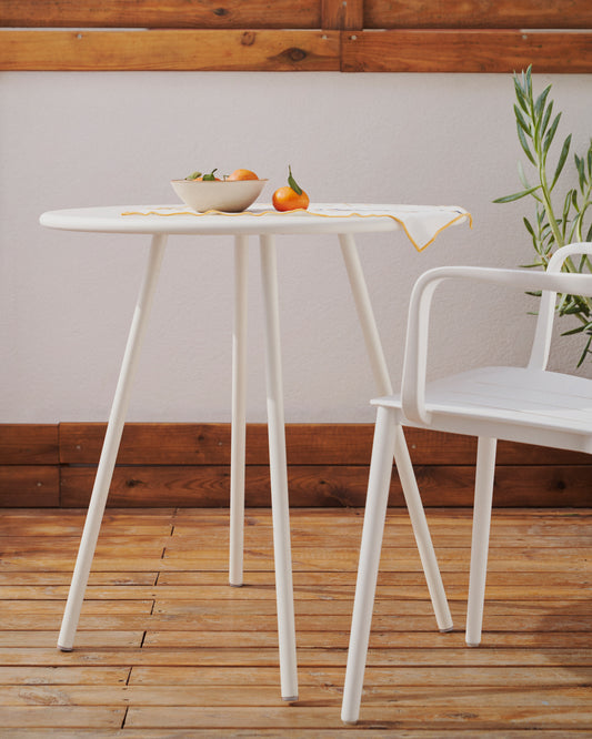 Table ronde de jardin Montjoi en acier finition blanche Ø 70 cm