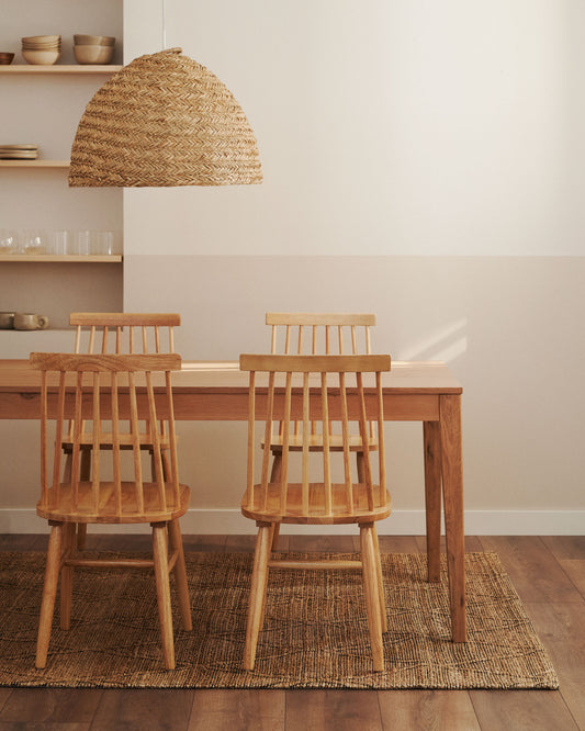 Table extensible Yain en placage et bois de chêne 120 (180) x 80 cm
