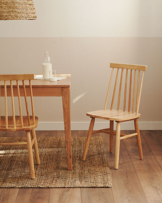 Chaise Tressia DM et bois d'hévéa laqué naturel