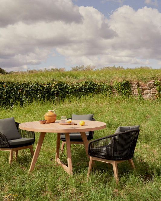 Table ronde de jardin 100 % d'extérieur Urgell en bois d'eucalyptus Ø 130 cm FSC