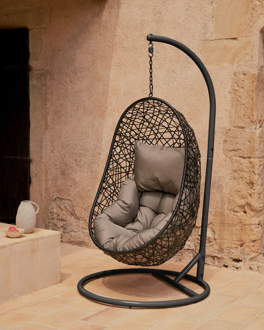 Structure Dalias en acier noir pour fauteuil suspendu