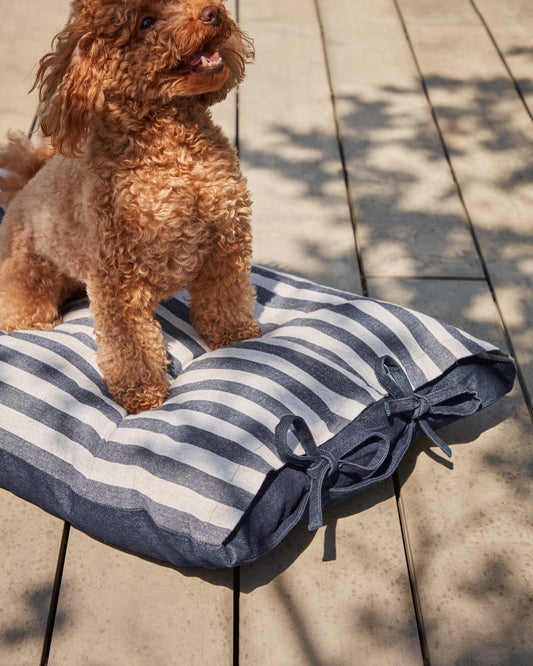 Coussin Tabby 100% coton avec rayures gris et bleu 40 x 60 cm