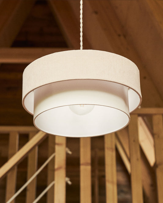 Plafonnier Bianella en coton et velours côtelé beige Ø 40 cm