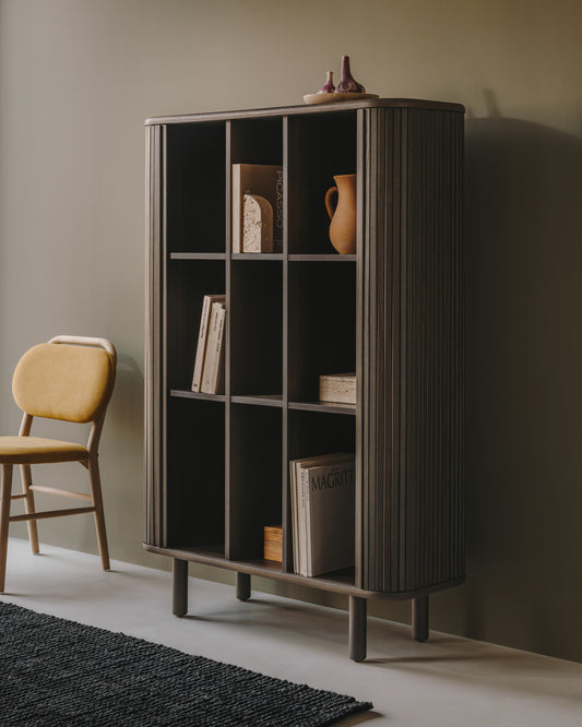 Buffet haut Mailen 2 portes en placage de frêne avec finition foncée 110 x 160 cm