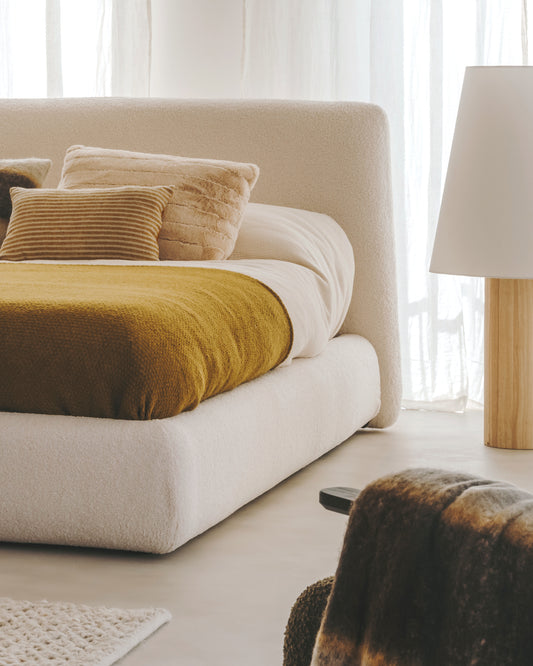 Lit déhoussable Martina bouclette écru pour matelas de 160 x 200 cm FSC Mix Credit
