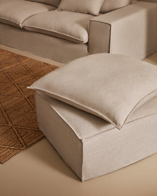 Housse pouf Anarela en lin 80 X 80 cm