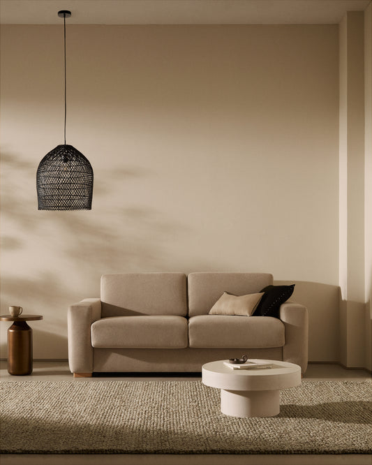 Abat-jour pour suspension Domitila en rotin avec finition peinture noire Ø 44 cm