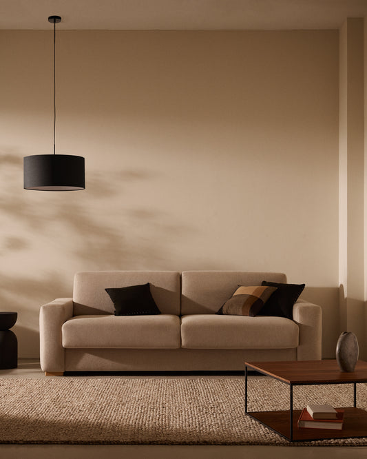 Canapé-lit Anley 4 places beige avec pieds en bois de hêtre 244 cm FSC Mix Credit