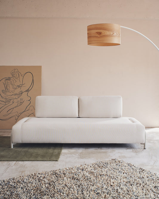 Module Compo 3 places en chenille beige et structure en métal beige  232 cm FSC Mix Credit