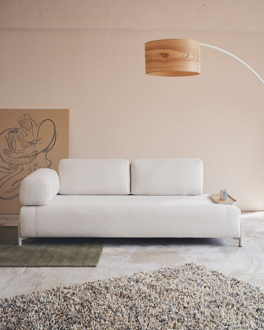 Plateau petit Compo en placage de chêne avec finition naturelle et structure en métal beige