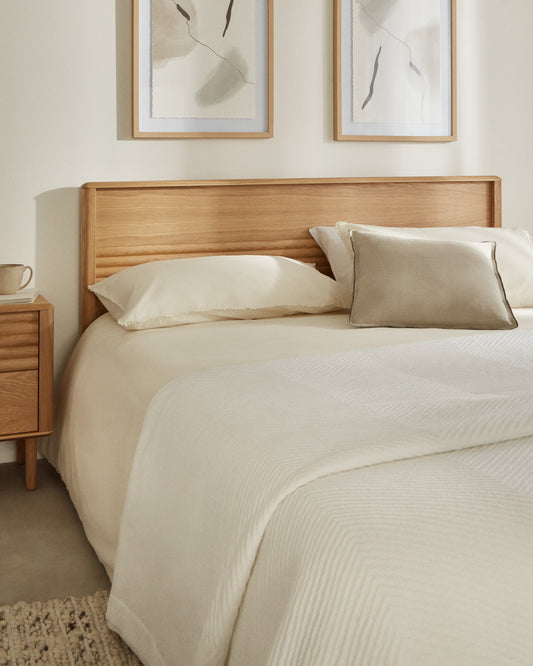 Lit Lenon en bois et placage chêne pour matelas de 160 x 200 cm FSC MIX Credit