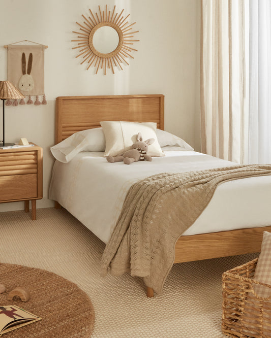 Lit Lenon en bois et placage chêne pour matelas de 90 x 200 cm FSC MIX Credit