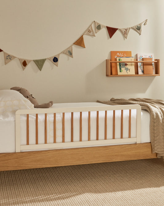 Barrière de sécurité pour lit Tiphaine bois hêtre finition naturelle et blanche 100x40cm