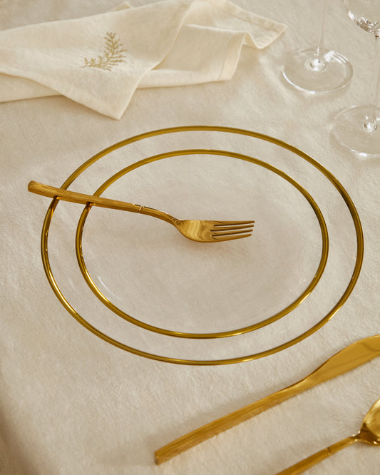Assiette plate Nelie transparentes et détail doré