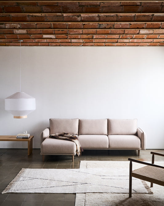 Canapé Carlota 3 places avec méridienne droite/gauche beige 262 cm FSC Mix Credit