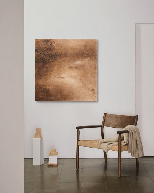 Fauteuil Yalia en bois de chêne massif avec finition noyer et assise en corde de papier FSC Mix Credit
