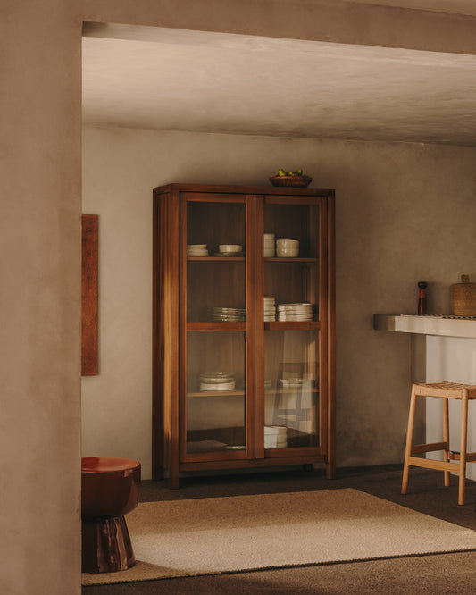 Vitrine Sashi en bois de teck 110 x 185 cm