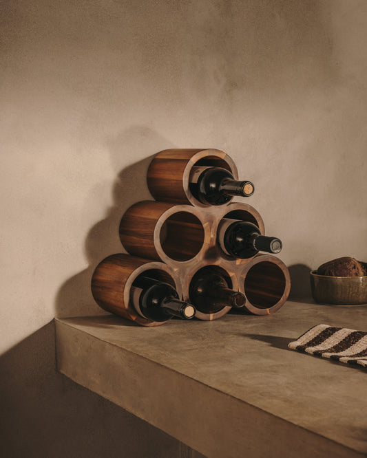 Porte-bouteilles Sesilu en bois d'acacia FSC 100%