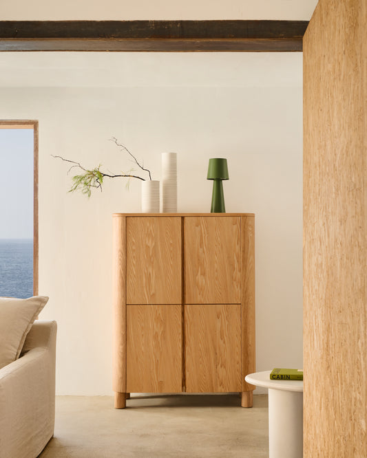 Buffet haut Salaya en contreplaqué de frêne FSC Mix Credit 100 x 134 cm