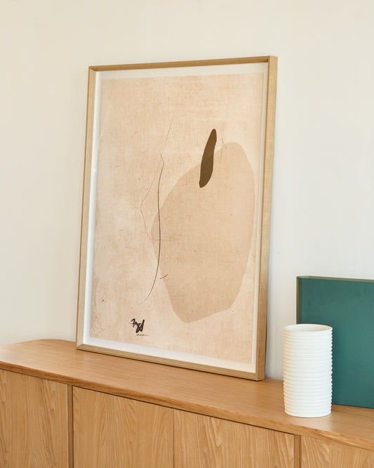 Tableau abstrait Sormi beige 80 x 100 cm