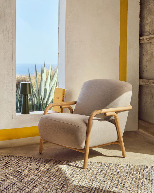 Fauteuil Sylo beige en bois de frêne FSC 100 %