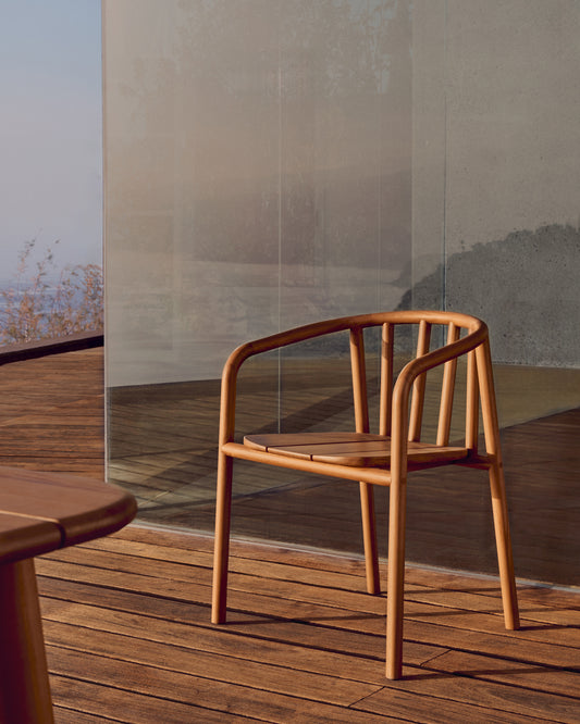 Chaise empilable d’extérieur Turqueta en bois massif de teck FSC 100 %