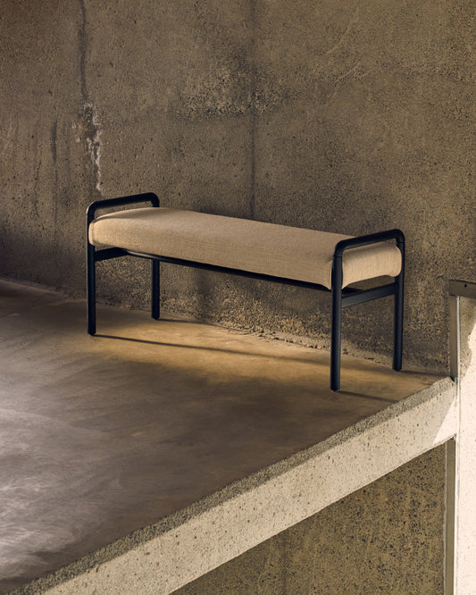 Banc Macaret déhoussable en bois de chêne finition noire 120 cm FSC Mix Credit