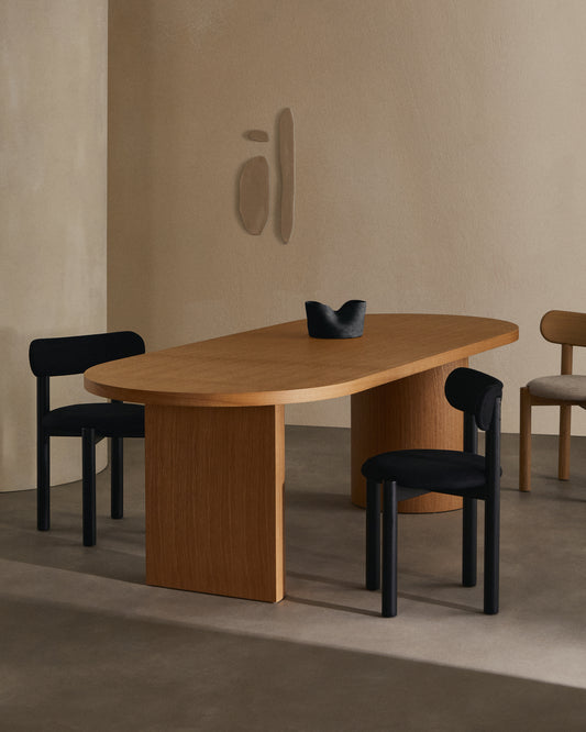 Table Nealy en placage de chêne, finition naturelle 200 x 100 cm