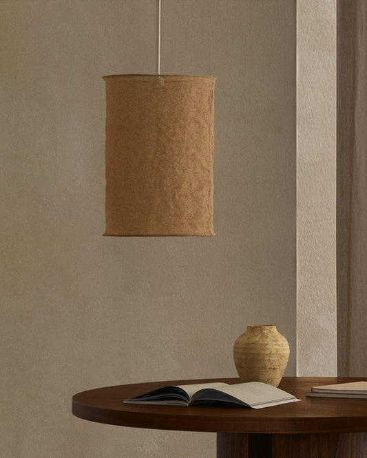 Abat-jour Mariela pour plafonnier en lin, finition beige Ø 40 x 60 cm