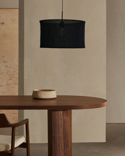 Abat-jour Mariela pour plafonnier en lin, finition beige Ø 50 x 30 cm