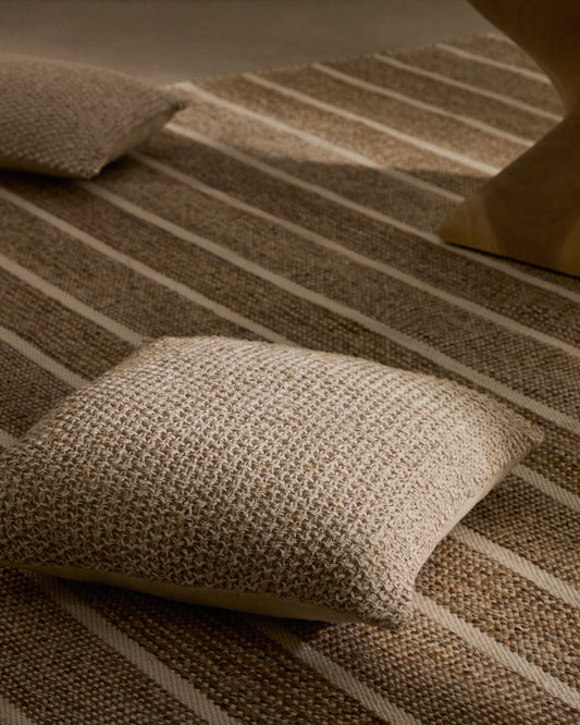 Housse de coussin Sunira en coton et jute naturel 45 x 45 cm