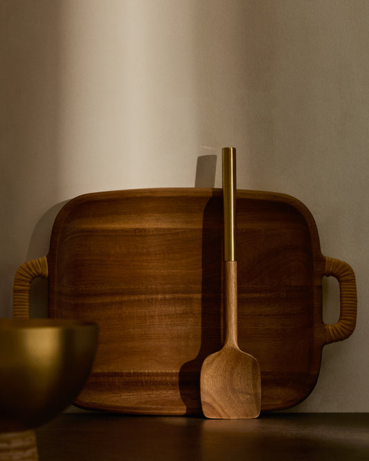 Spatule carrée de cuisine Sataya en bois d'acacia FSC 100%