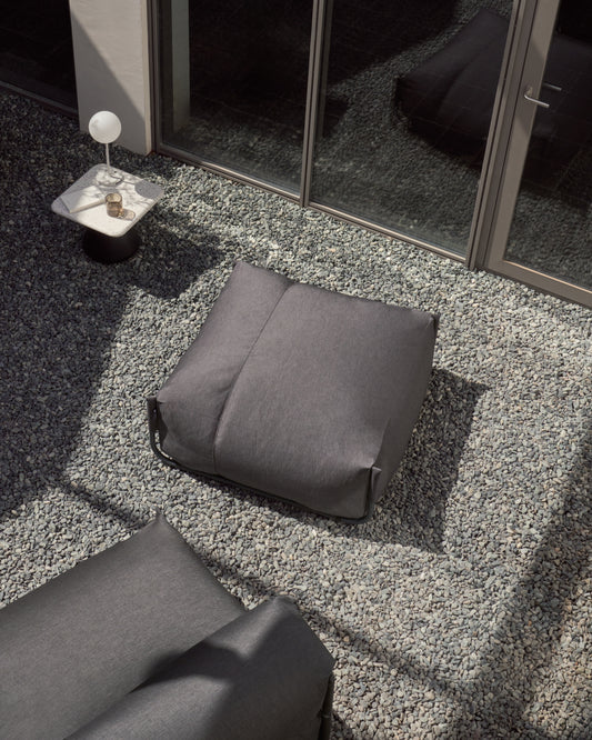 Pouf canapé modulaire extérieur Square gris foncé et aluminium noir 101 x 101 cm