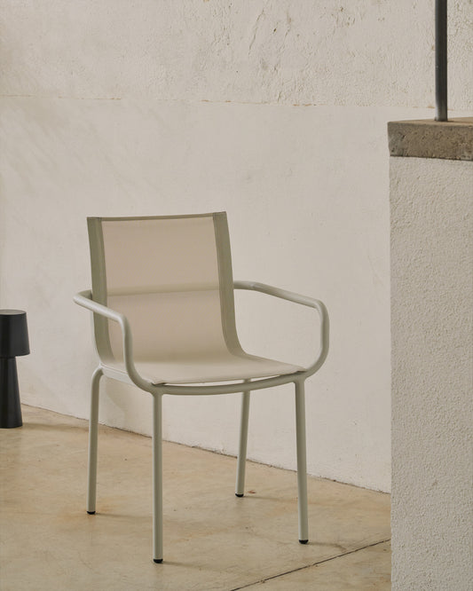 Chaise empilable d’extérieur Galdana en aluminium finition peinte gris clair