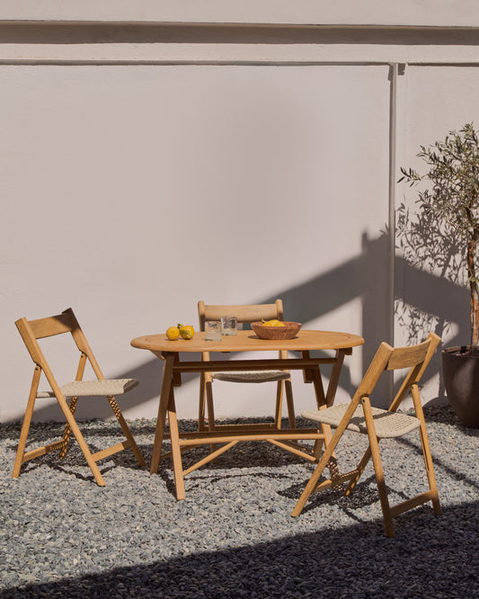 Table pliante Dandara bois acacia finition naturelle Ø 120 x 60 cm FSC 100 %