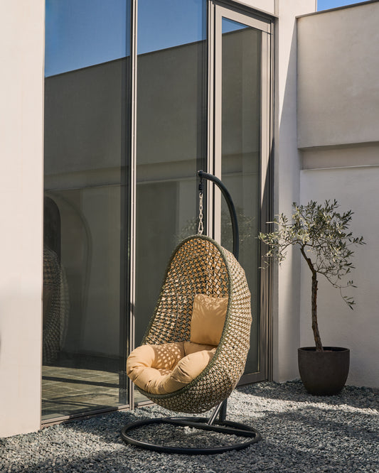 Fauteuil suspendu Cira multicolore sur pied gris foncé