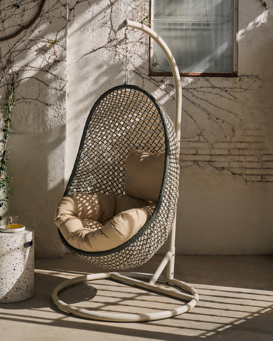 Fauteuil suspendu Cira gris clair sur pied multicolore