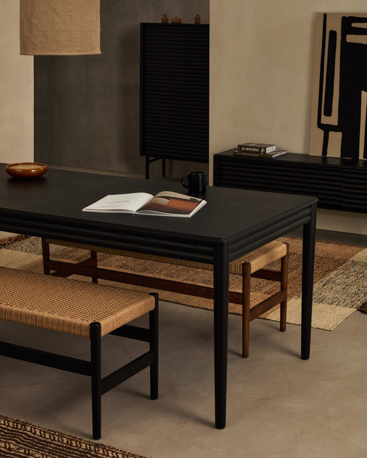 Table extensible Lenon en placage et bois de chêne noir 160(200)x90 cm, FSC Mix Credit