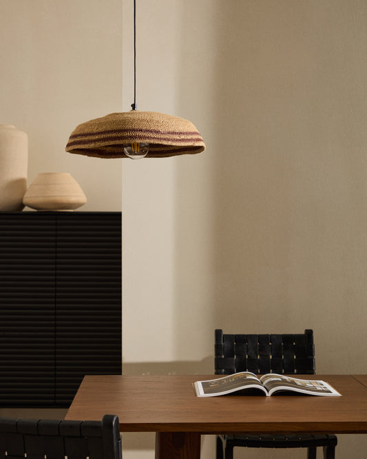 Lampe de plafond Vinyola en fibres naturelles, finition naturelle et noire Ø 44 cm