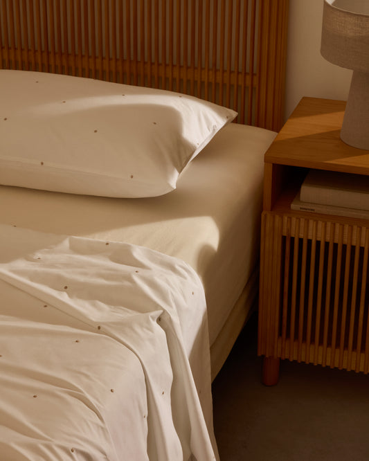 Ensemble Sontag housse de couette et taie d’oreiller en percale de coton blanc, broderie lit de 90 cm