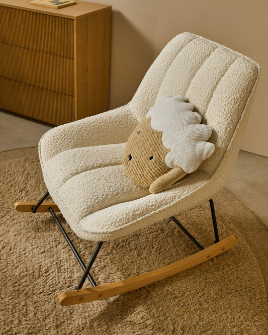 Fauteuil à bascule Marlina bouclette blanc