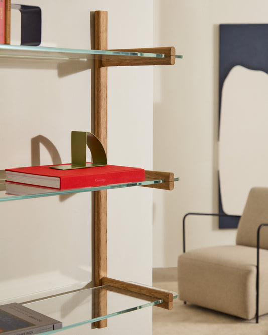 Étagère modulable Sitra 3 tablettes en verre et bois de chêne 110 cm FSC Mix Credit