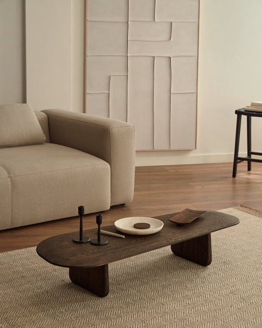 Table basse Pirita en bois de chêne finition foncée 147 x 65 cm FSC 100 %