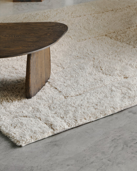 Tapis Nak jacquard en laine écru 200 x 300 cm