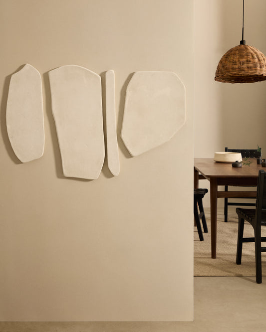 Ensemble de 4 panneaux muraux Siluna en papier mâché blanc