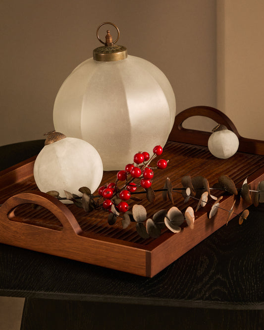 Set de 4 boules de Noël Talve en verre recyclé blanc Ø 6 cm