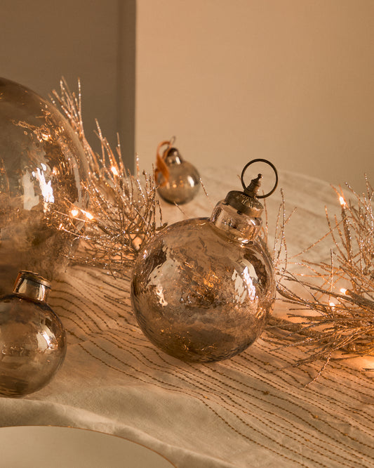 Boule de Noël Piril en verre recyclé marron Ø 15 cm